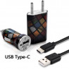 Chargeur Secteur Voiture Câble USB Type C motif pour Asus Zenfone 3