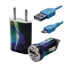 Chargeur maison + allume cigare USB + câble data pour Wiko Cink + avec motif CV03