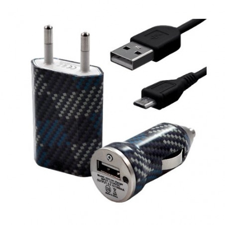 Chargeur maison + allume cigare USB + câble data pour Wiko Cink + avec motif CV04