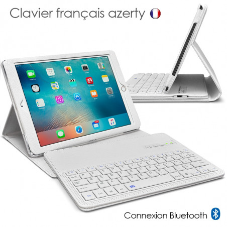 Etui Clavier Français Azerty Connexion Bluetooth pour Tablette Apple iPad Air / Air 2 9.7