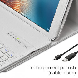 Etui Clavier Français Azerty Connexion Bluetooth pour Tablette Apple iPad Air / Air 2 9.7