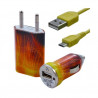 Chargeur maison + allume cigare USB + câble data pour Wiko Ozzy avec motif CV05