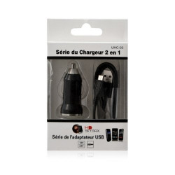 Chargeur voiture allume cigare USB avec câble data pour Samsung Galaxy S4 Active Couleur Noir