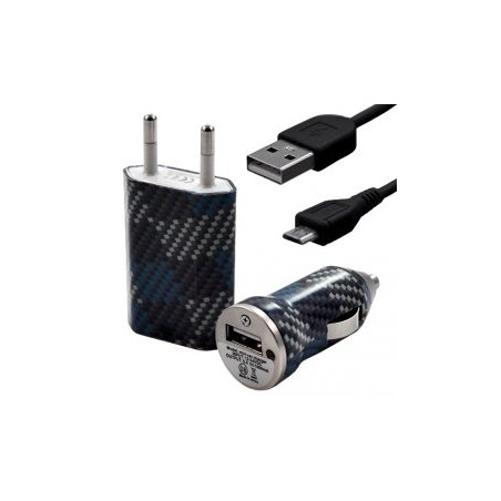 Chargeur maison + allume cigare USB + câble data pour Wiko Cink Peax 2