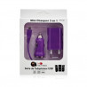 Chargeur maison + allume cigare USB + câble data pour Wiko Iggy Couleur Violet