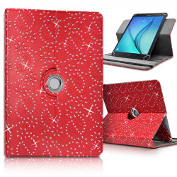 Etui Support Universel L Diamant Rouge pour Tablette Samsung Galaxy Tab A6 10"