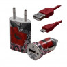 Chargeur maison + allume cigare USB + câble data pour Wiko Cink Peax 2 avec motif CV01