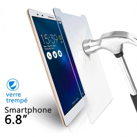 Verre Trempé Universel pour Smartphones 6.8 pouces (dimensions 10 x 18 cm)