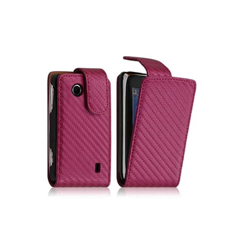 Housse coque etui gaufré pour Sony Ericsson Txt Pro CK15i couleur rose fushia