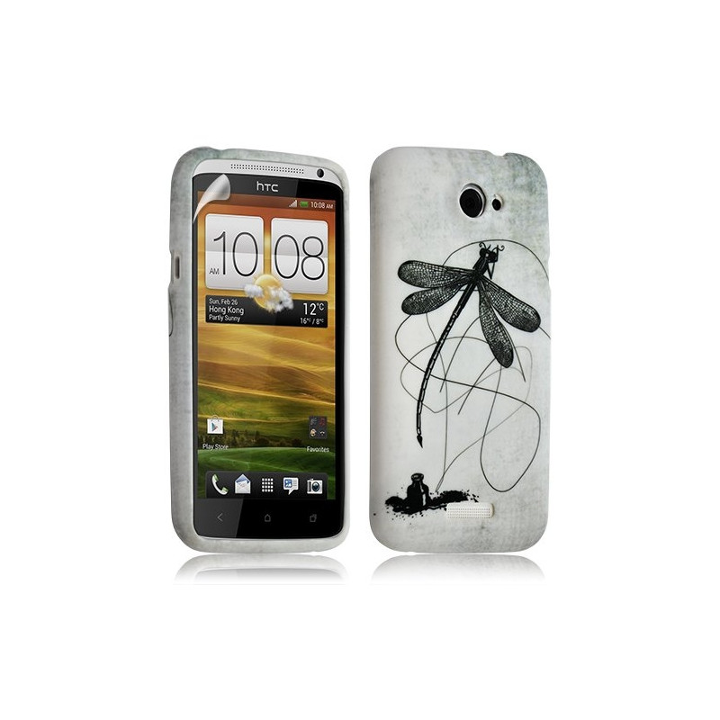 Housse coque étui gel pour HTC One X motif LM01 + Film protecteur