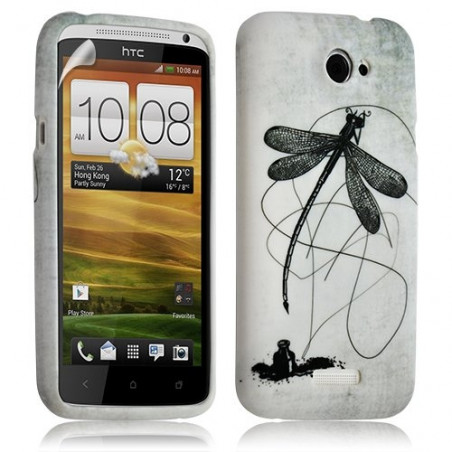 Housse coque étui gel pour HTC One X motif LM01 + Film protecteur