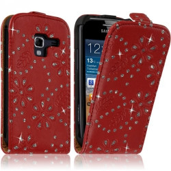 Housse Coque Etui Pour Samsung Galaxy Ace 2 Style Diamant Couleur Rouge