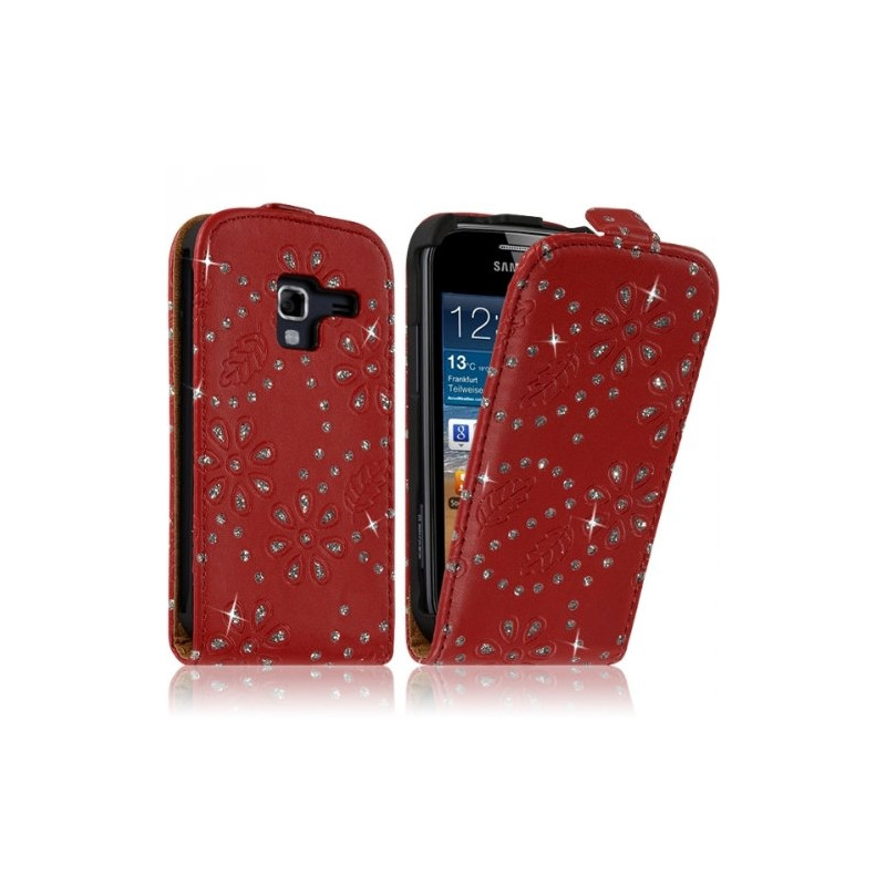 Housse Coque Etui Pour Samsung Galaxy Ace 2 Style Diamant Couleur Rouge