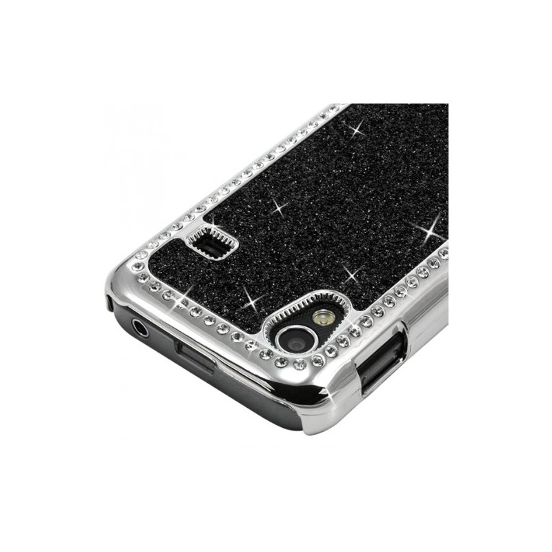 Housse Etui Coque Rigide pour Samsung Galaxy Ace Style Paillette aux Diamants Couleur Noir