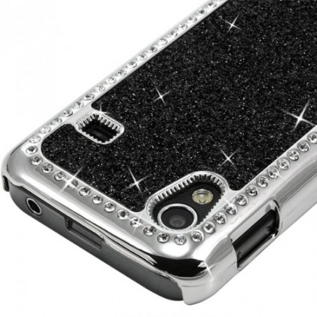 Housse Etui Coque Rigide pour Samsung Galaxy Ace Style Paillette aux Diamants Couleur Noir