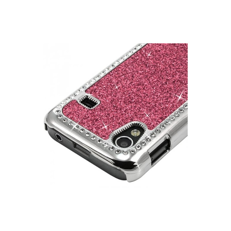 Housse Etui Coque Rigide pour Samsung Galaxy Ace Style Paillette aux Diamants Couleur Rose