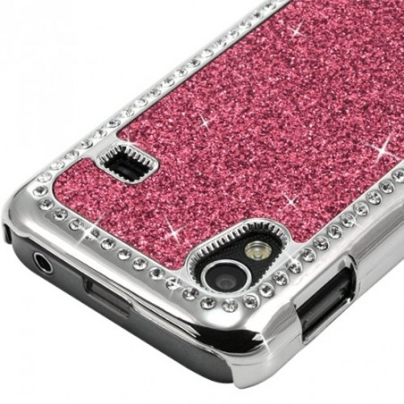 Housse Etui Coque Rigide pour Samsung Galaxy Ace Style Paillette aux Diamants Couleur Rose