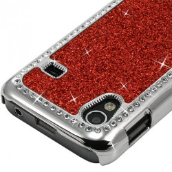 Housse Etui Coque Rigide pour Samsung Galaxy Ace Style Paillette aux Diamants Couleur Rouge