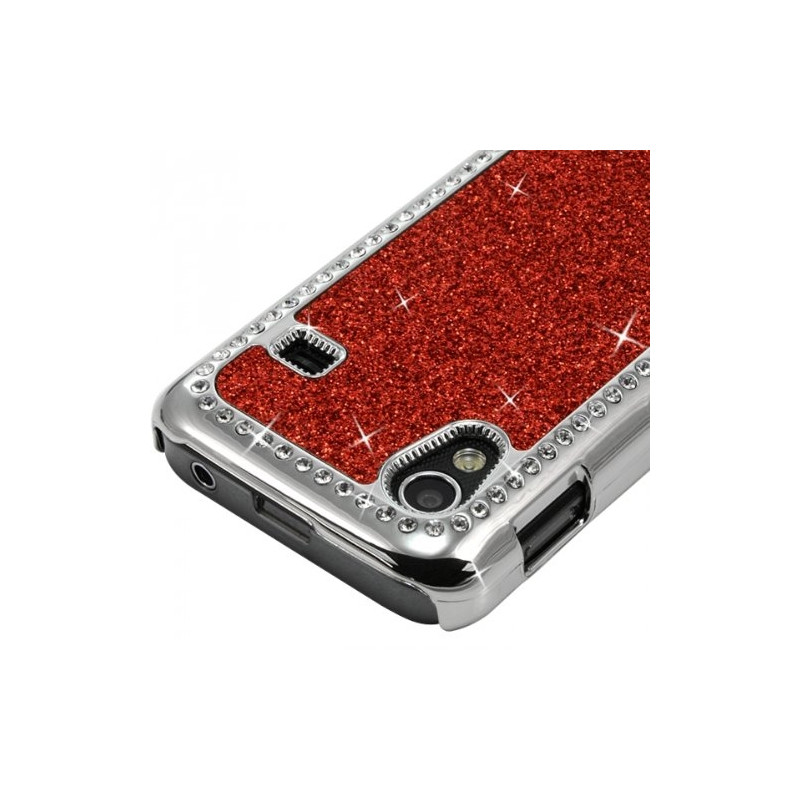 Housse Etui Coque Rigide pour Samsung Galaxy Ace Style Paillette aux Diamants Couleur Rouge