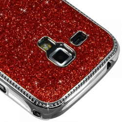 Housse Etui Coque Rigide pour Samsung Galaxy Trend Style Paillette Rouge