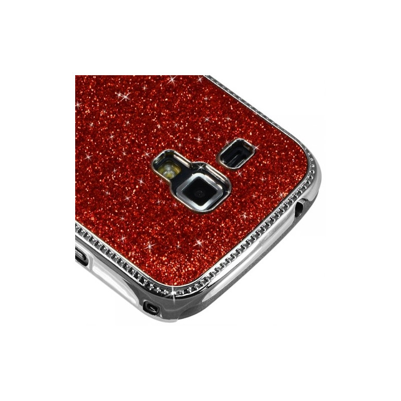 Housse Etui Coque Rigide pour Samsung Galaxy Trend Style Paillette Rouge