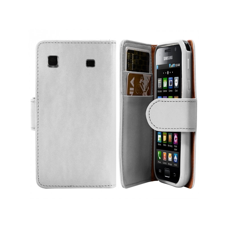 Housse Coque Etui Portefeuille pour Samsung Galaxy SCL i9003 Couleur Blanc