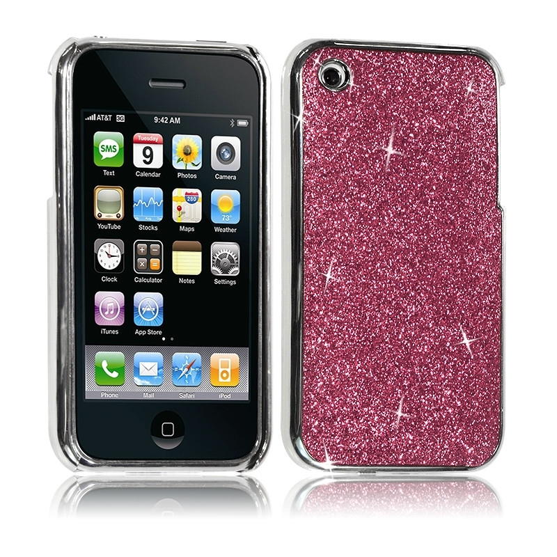 Housse Etui Coque Rigide pour Apple iPhone 3G/3GS Style Paillette Couleur Rose