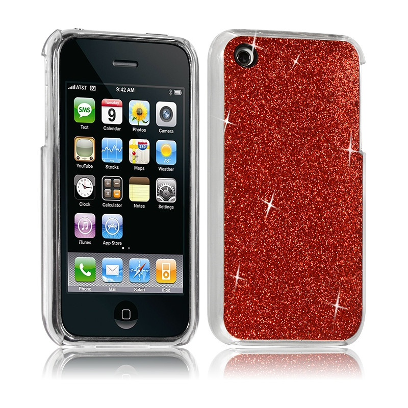 Housse Etui Coque Rigide pour Apple iPhone 3G/3GS Style Paillette Couleur Rouge