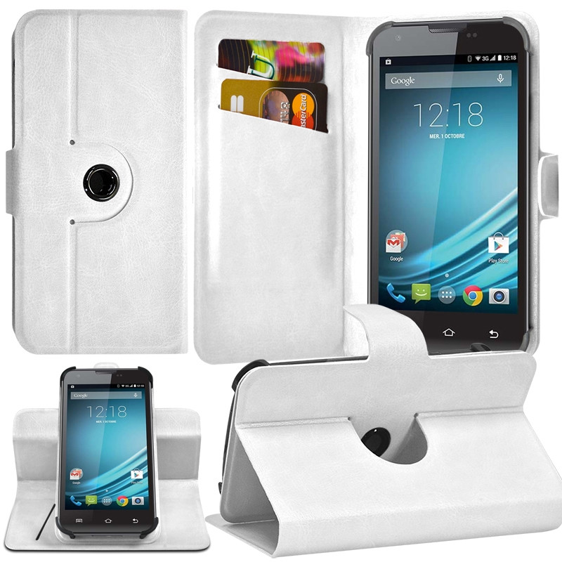 Etui Fonction Support 360° Universel L Blanc pour Alcatel 3L