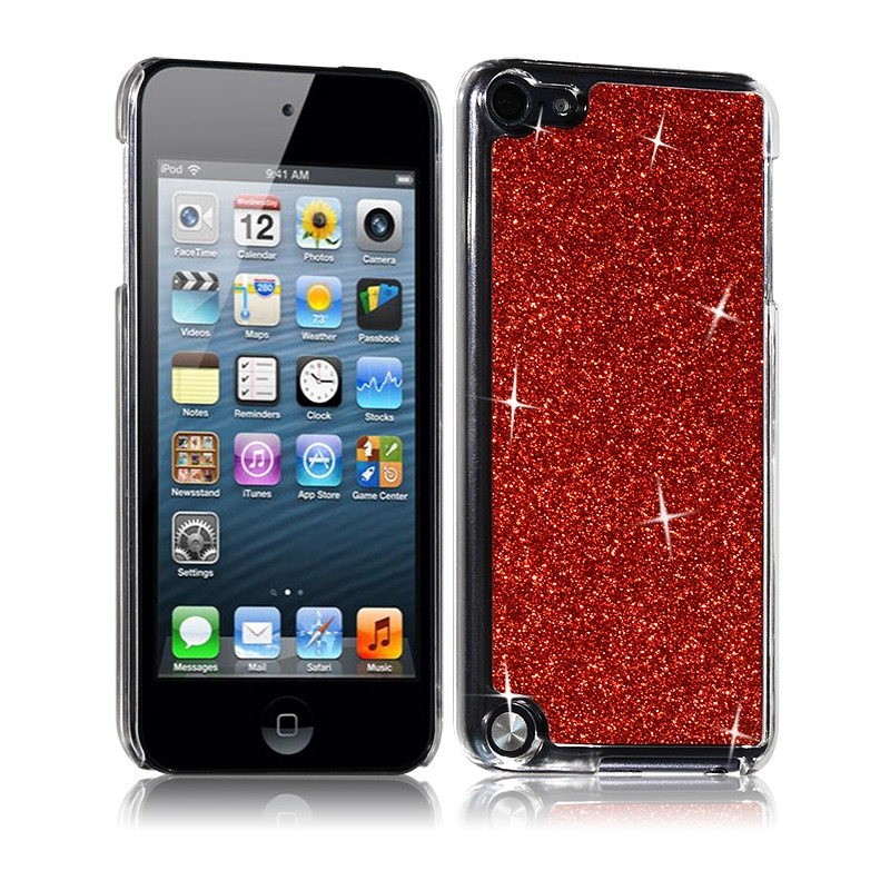 Housse Etui Coque Rigide pour Apple iPod Touch 5  Style Paillette Couleur Rouge