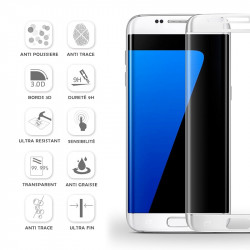 Protection Écran Vitre en Verre Trempé Bords blanc pour Samsung Galaxy S7 edge