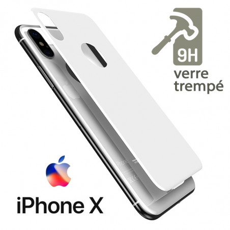 Protection Arrière en Verre Trempé blanc pour Apple iPhone X