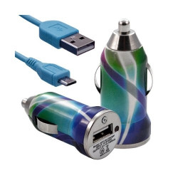 Chargeur voiture allume cigare USB avec câble data pour Archos 50 Platinum avec motif CV03