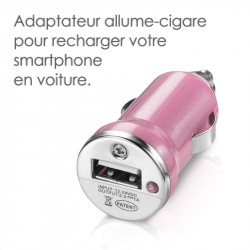 Chargeur Voiture Allume-Cigare Câble USB Type C Rose pour Sony Xperia XZ1 Dual