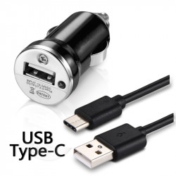 Chargeur Voiture Allume-Cigare Câble USB Type C Noir pour Sony Xperia XZ