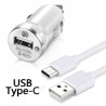 Chargeur Voiture Allume-Cigare Câble USB Type C Blanc pour Samsung Galaxy S8/S8+