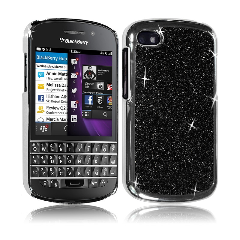 Coque Rigide pour BlackBerry Q10 Style Paillette Couleur Noir