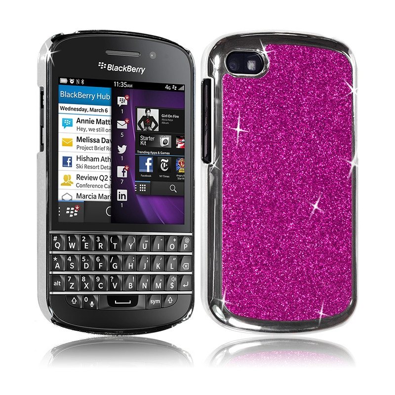 Housse Etui Coque Rigide pour BlackBerry Q10 Style Paillette Couleur Rose Fushia