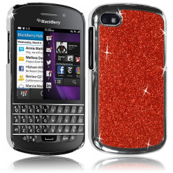 Housse Etui Coque Rigide pour BlackBerry Q10 Style Paillette Couleur Rouge