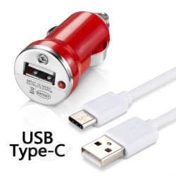 Chargeur Voiture Allume-Cigare Câble USB Type C Blanc pour OnePlus 6