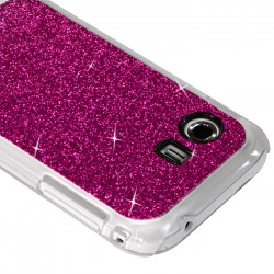 Housse Etui Coque Rigide pour Samsung Galaxy Y Style Paillette Couleur Rose Fushia