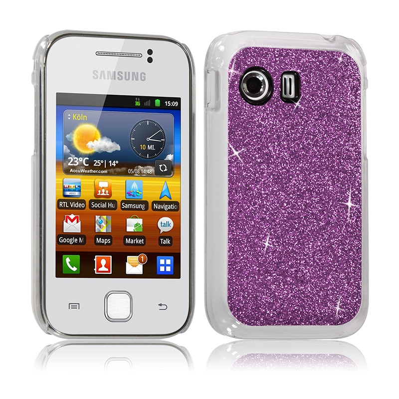 Housse Etui Coque Rigide pour Samsung Galaxy Y Style Paillette Couleur Violet