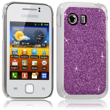 Housse Etui Coque Rigide pour Samsung Galaxy Y Style Paillette Couleur Violet
