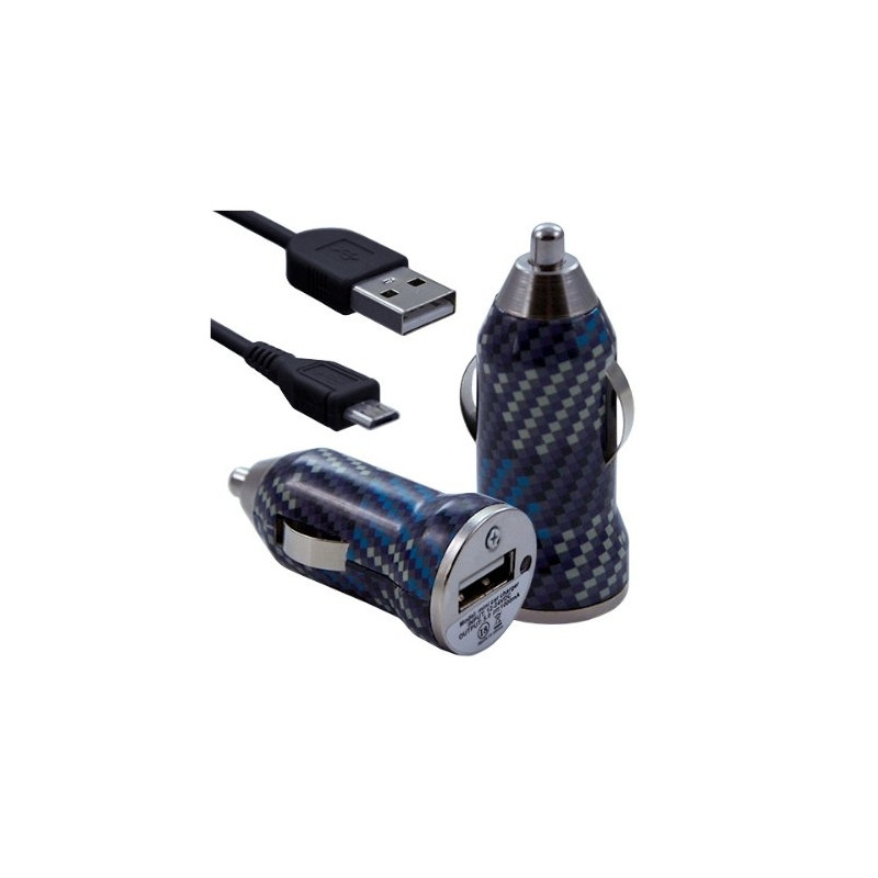 Chargeur voiture allume cigare USB avec câble data CV04 pour Samsung : GT-S5360 Galaxy Y / GT-S5380 Wave Y / GT-S5560 Player 5 