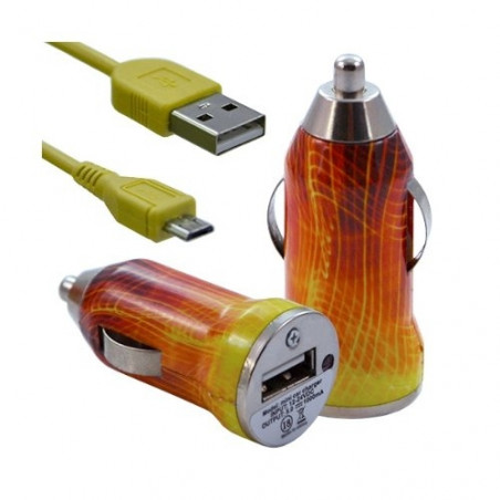 Chargeur voiture allume cigare USB avec câble data CV05 pour Archos : 35 Carbon/ 40 Titanium/ 45 Helium 4G/ 45 Platinum/ 45 Tit