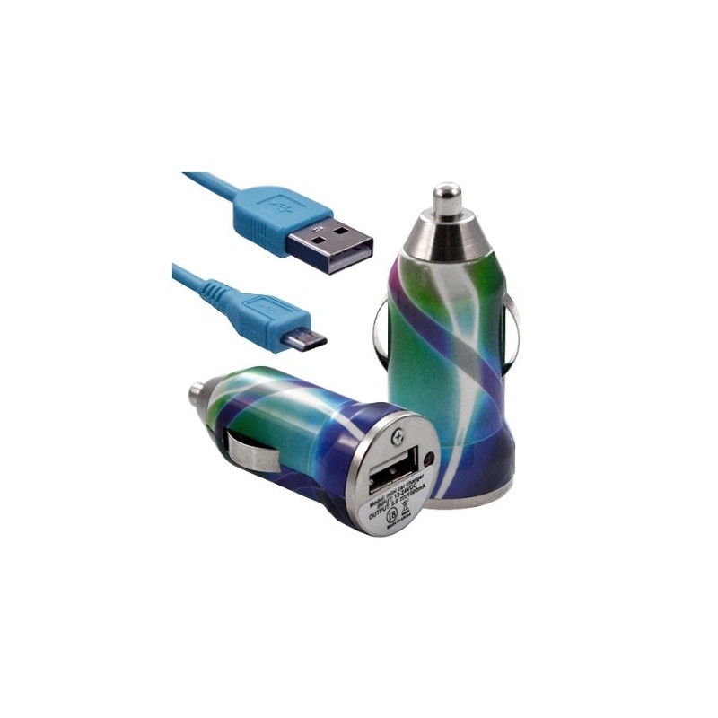 Chargeur voiture allume cigare USB avec câble data CV03 pour Sony : Xperia C / Xperia E / Xperia J / Xperia L / Xperia M / Xper