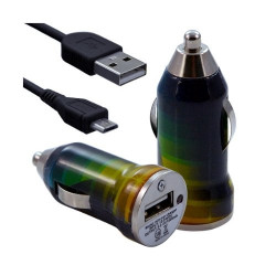 Chargeur voiture allume cigare USB avec câble data CV06 pour Sony : Xperia C / Xperia E / Xperia J / Xperia L / Xperia M / Xper