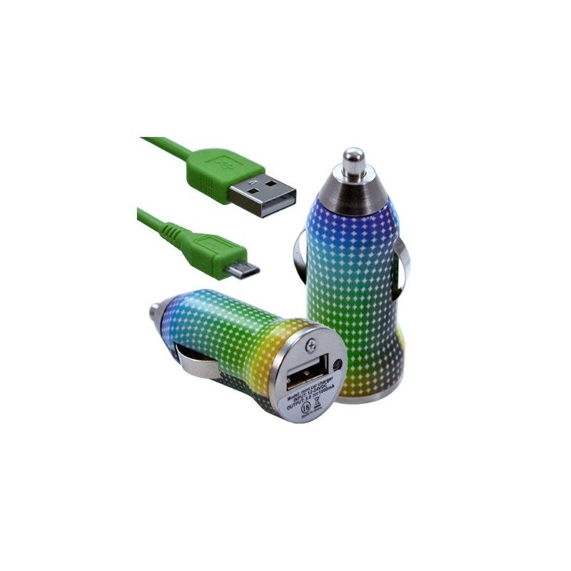 Chargeur voiture allume cigare USB avec câble data CV13 pour Sony : Xperia C / Xperia E / Xperia J / Xperia L / Xperia M / Xper