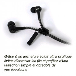 Ecouteurs Filaire Kit Mains Libres Style Zip couleur noir pour Logicom Le Hello 5" 4G