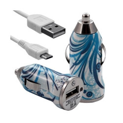 Chargeur voiture allume cigare USB avec câble data HF08 pour Sony Ericsson : Xperia PLAY / Xperia X10 / Xperia X10 mini / Xperi